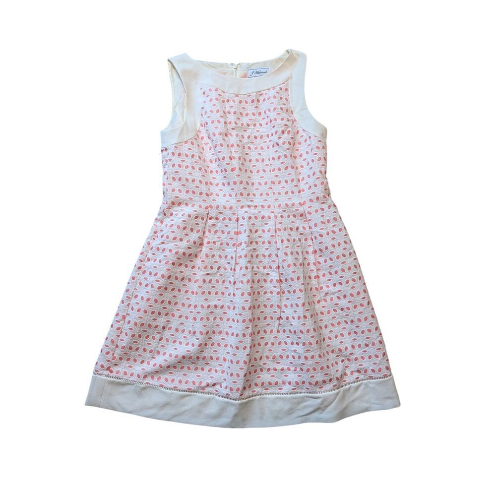 J. HOWARD Pink & cream Eyelet women's dress, 10, fit & Flare styling, preppy